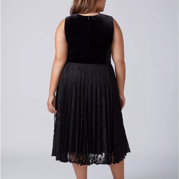 LANE BRYANT Velvet Pleated Black Lace Midi Dress Size 22 - Picture 11 of 11